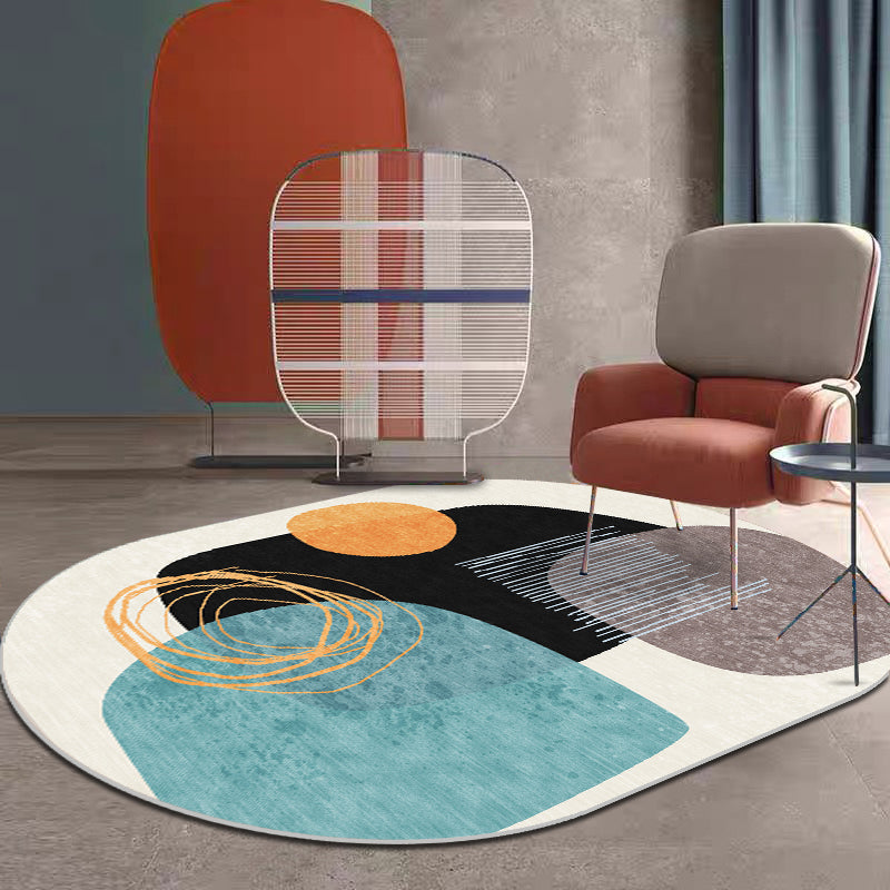 Trendy Multi-Color Nordic Rug Polyester Abstract Geometry Carpet Pet Friendly Non-Slip Backing Washable Rug for Bedroom Denim Blue Clearhalo 'Area Rug' 'Rug' 2106890