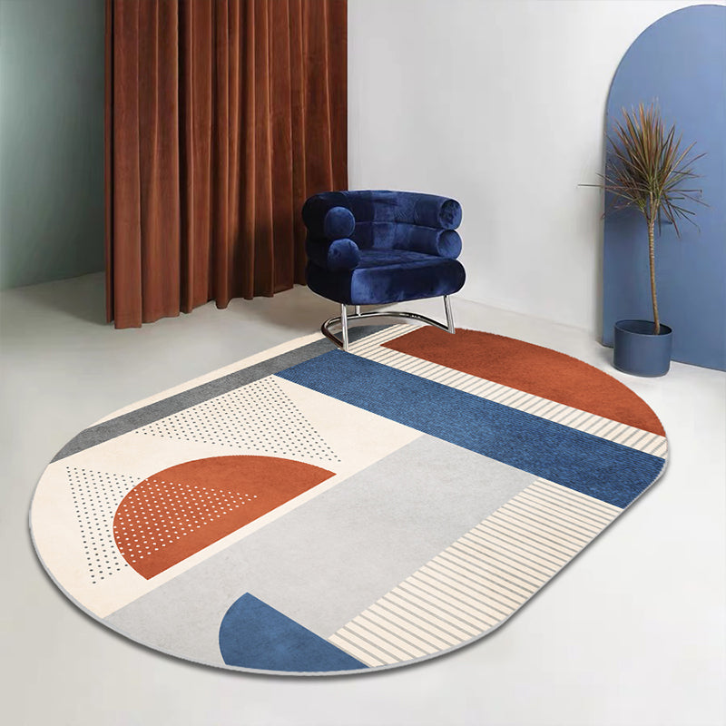 Trendy Multi-Color Nordic Rug Polyester Abstract Geometry Carpet Pet Friendly Non-Slip Backing Washable Rug for Bedroom Yellow Clearhalo 'Area Rug' 'Rug' 2106899