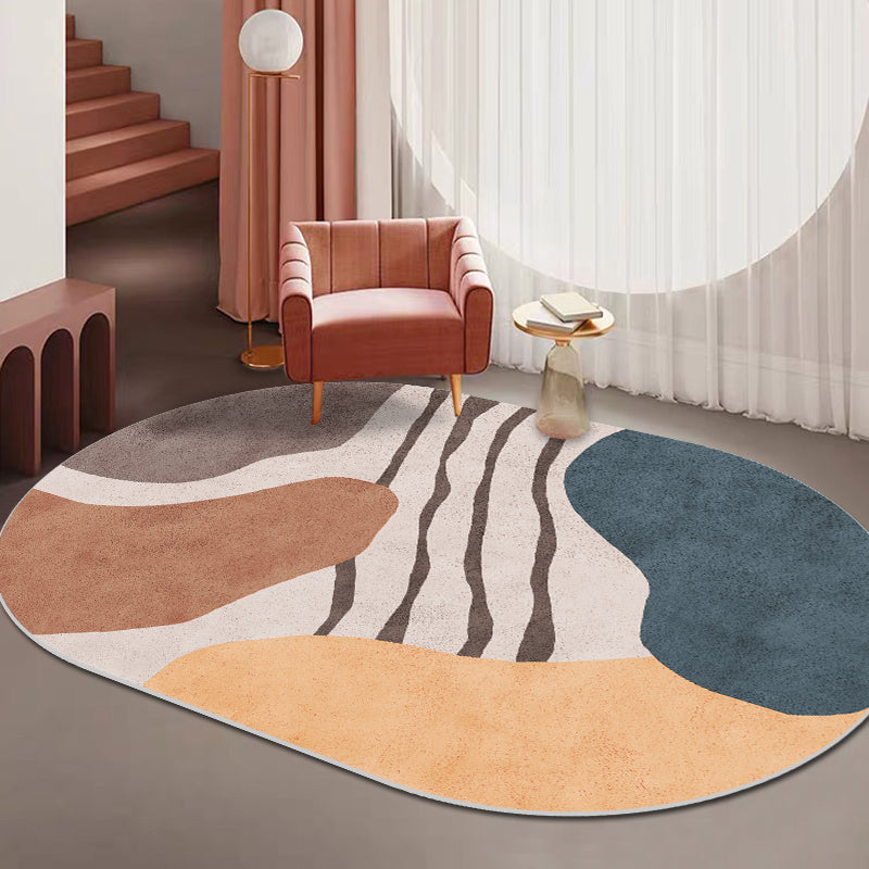 Trendy Multi-Color Nordic Rug Polyester Abstract Geometry Carpet Pet Friendly Non-Slip Backing Washable Rug for Bedroom Dark Coffee Clearhalo 'Area Rug' 'Rug' 2106900