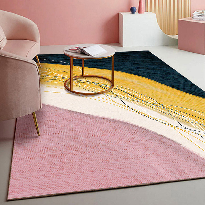Retro Abstract Line Art Rug Multi Colored Mid-Century Rug Synthetics Washable Stain Resistant Anti-Slip Rug for Living Room Blue Clearhalo 'Area Rug' 'Rug' 35353