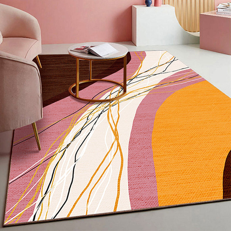 Retro Abstract Line Art Rug Multi Colored Mid-Century Rug Synthetics Washable Stain Resistant Anti-Slip Rug for Living Room Green Clearhalo 'Area Rug' 'Rug' 2106939