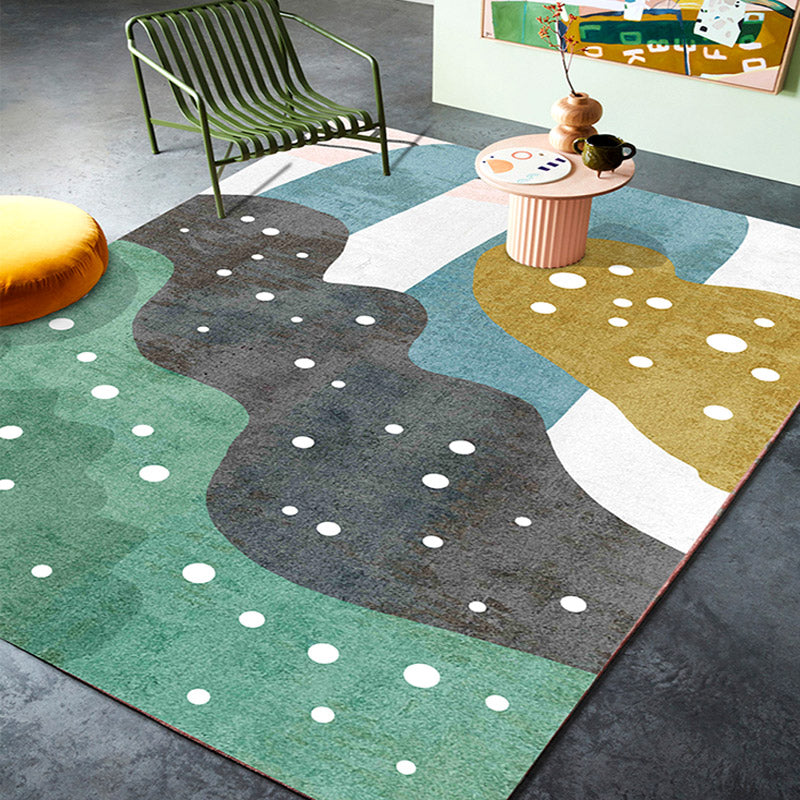 Taavita Multi-Colored Abstract Line Art Rug - Mid-Century Design, Synthetics, Washable, Stain Resistant, Anti-Slip Rug for Living Room
