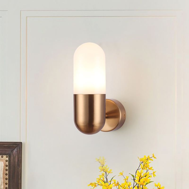 Capsule Metal Wall Sconce Light Postmodern 1 Light Black/Gray/White Wall Mounted Light for Bedroom Clearhalo 'Cast Iron' 'Glass' 'Industrial' 'Modern wall lights' 'Modern' 'Tiffany' 'Traditional wall lights' 'Wall Lamps & Sconces' 'Wall Lights' Lighting' 210794