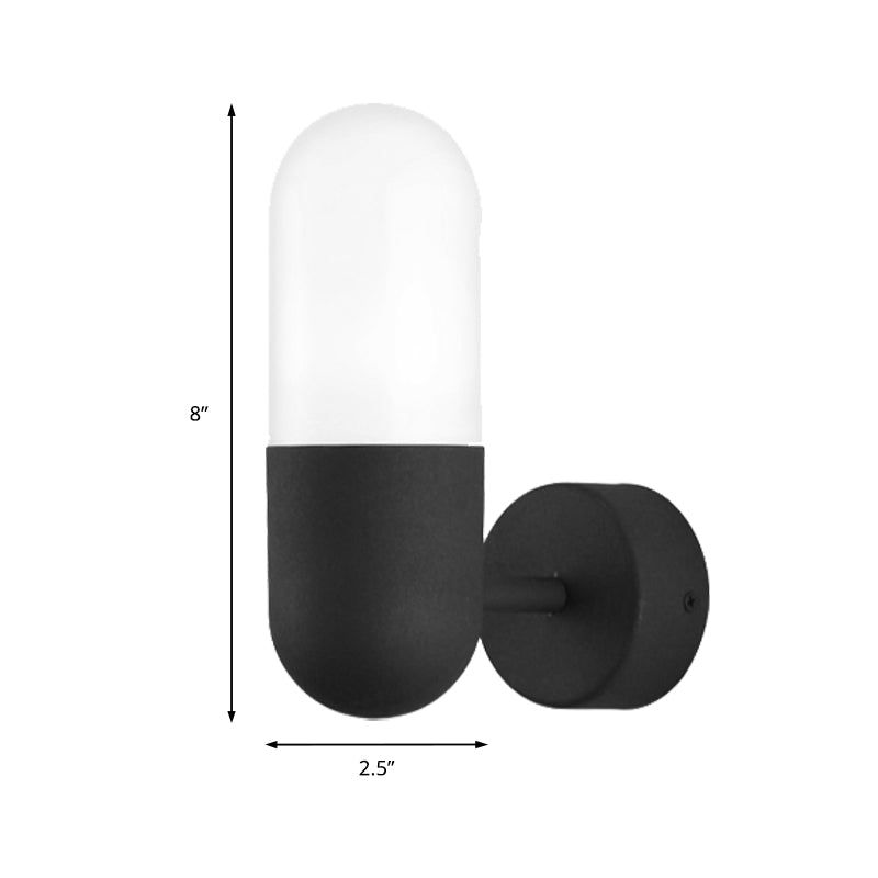 Capsule Metal Wall Sconce Light Postmodern 1 Light Black/Gray/White Wall Mounted Light for Bedroom Clearhalo 'Cast Iron' 'Glass' 'Industrial' 'Modern wall lights' 'Modern' 'Tiffany' 'Traditional wall lights' 'Wall Lamps & Sconces' 'Wall Lights' Lighting' 210802