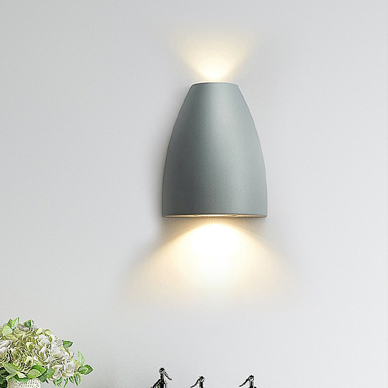 Bullet Shape Wall Mount Light Modern Metal LED Sconce in Black/Grey/White for Up and Down Lighting on Stairway