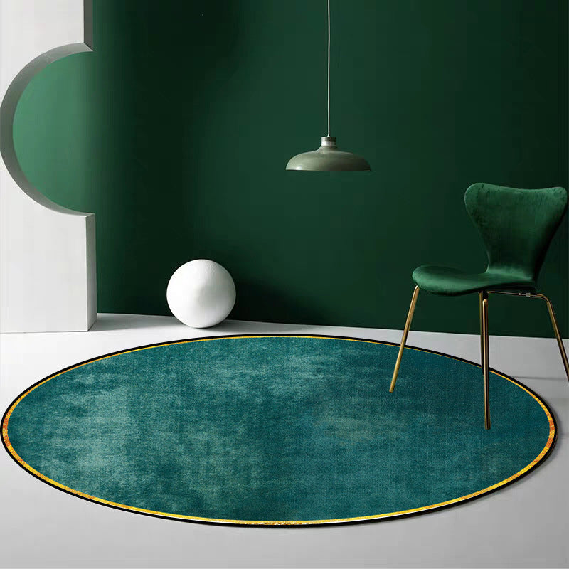 Retro Emerald Green Solid Color Rug Taavita Luxe Carpet Stain Resistant Washable Anti-Slip Rug for Home Decor