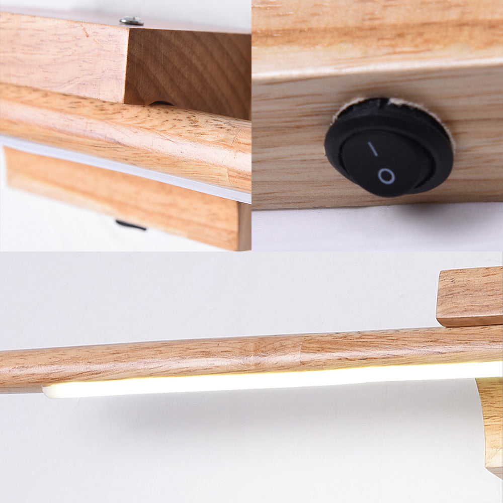 Slim Wood Taavita Modern LED Beige Wall Mounted Lacked in Time/Water Light