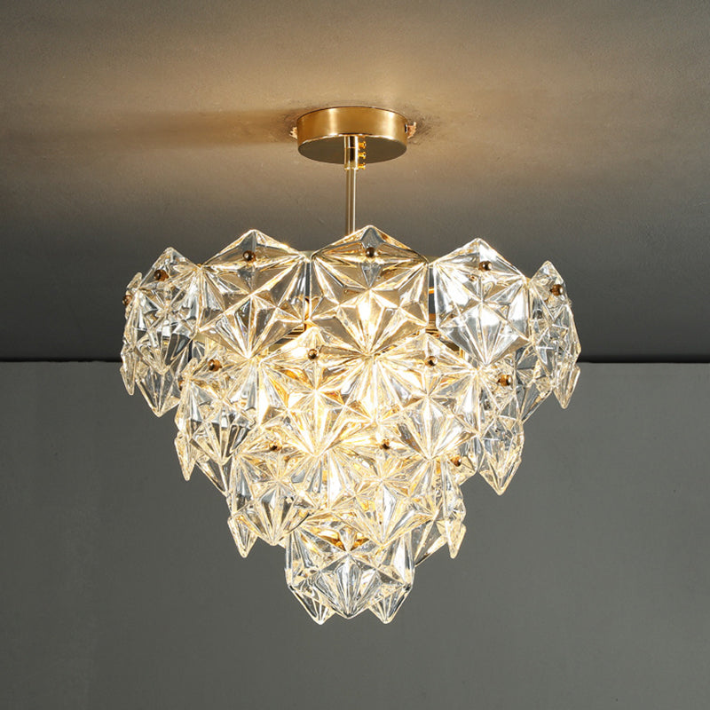 Cone Shaped Ceiling Lighting Taavita Gold Clear Crystal Living Room Chandelier Light Fixture