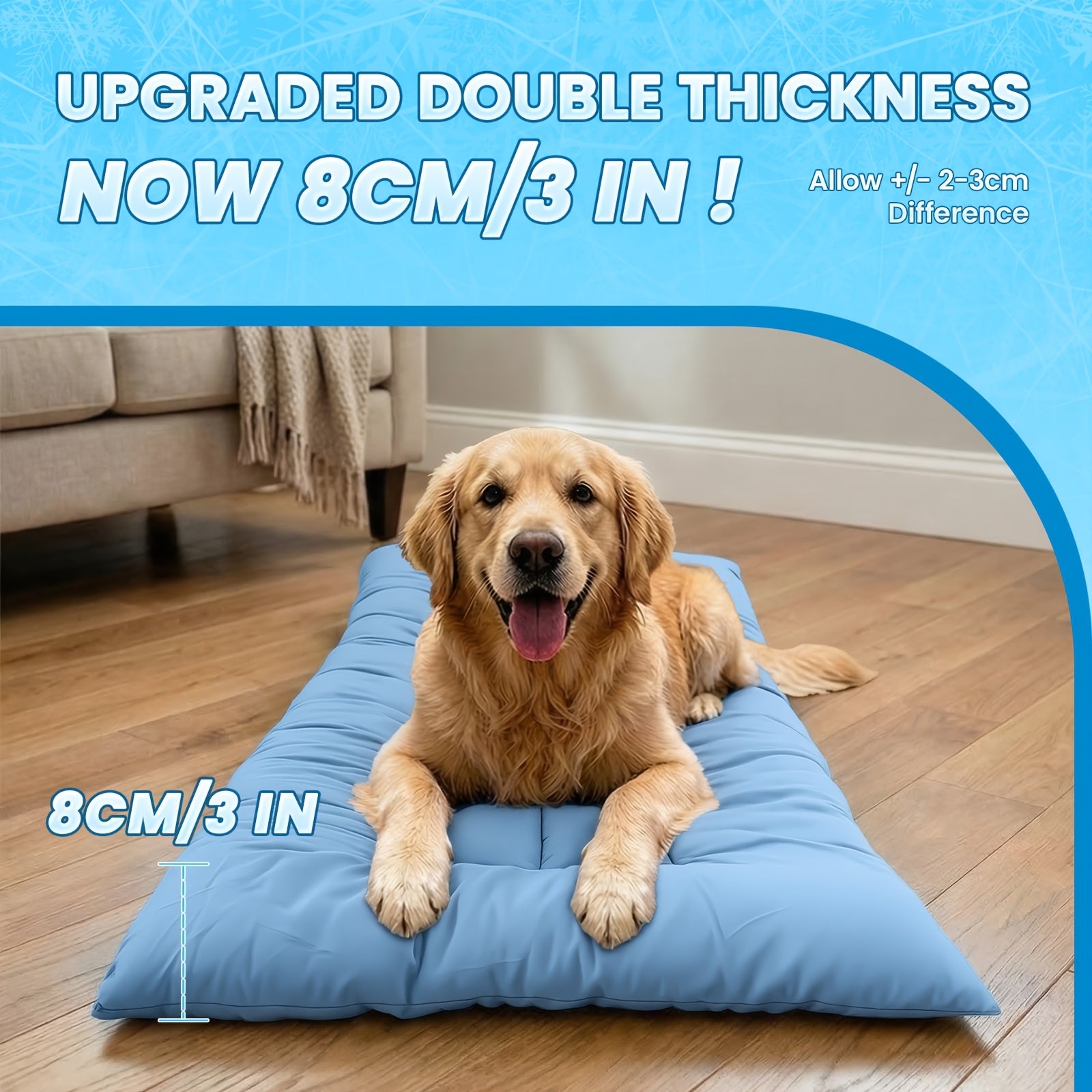 Extra-Large Summer Cooling Mat Dog Sofa Bed | Ultra-Soft, 8 Compartments, Extra-Large Plush Dog Sofa Bed | Super Soft, Thick Polyester Pet Mat with a Non-Slip Bottom | Comfortable Rectangular Sofa Suitable for Small to Large Dogs And Cats