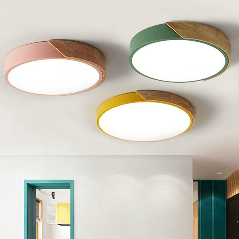 Round Shaped LED Ceiling Light - Metallic Nordic Style Flush Mount Lighting for Taavita Bedroom