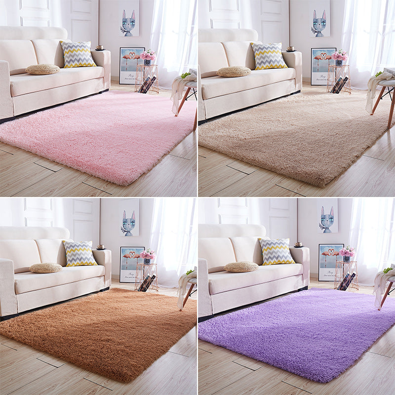 Taavita Multi-Color Home Area Rug Nordic Plain Rug Plush Machine Washable Stain Resistant Anti-Slip Backing Carpet with Braided Trim