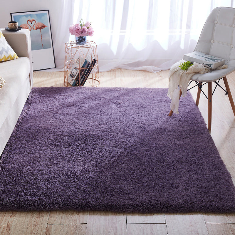 Multi-Color Home Area Rug Nordic Plain Rug Fluffy Machine Washable Stain Resistant Anti-Slip Backing Rug with Braided Trim Red Clearhalo 'Area Rug' 'Casual' 'Rugs' Rug' 2172235