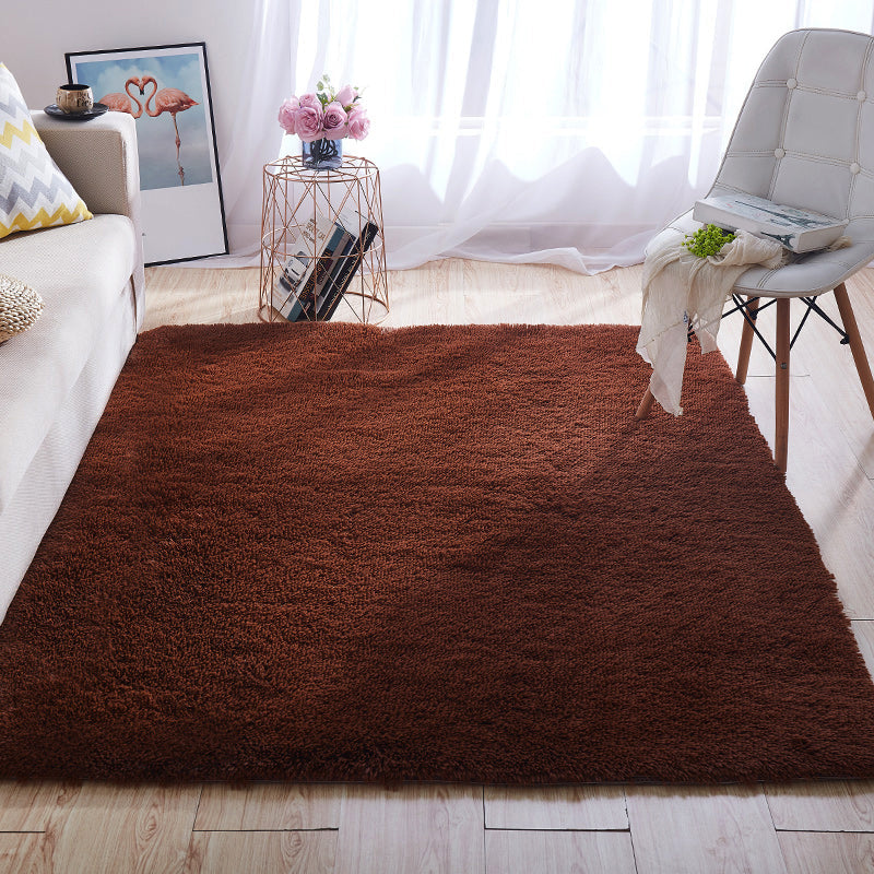 Multi-Color Home Area Rug Nordic Plain Rug Fluffy Machine Washable Stain Resistant Anti-Slip Backing Rug with Braided Trim Purple Clearhalo 'Area Rug' 'Casual' 'Rugs' Rug' 2172237