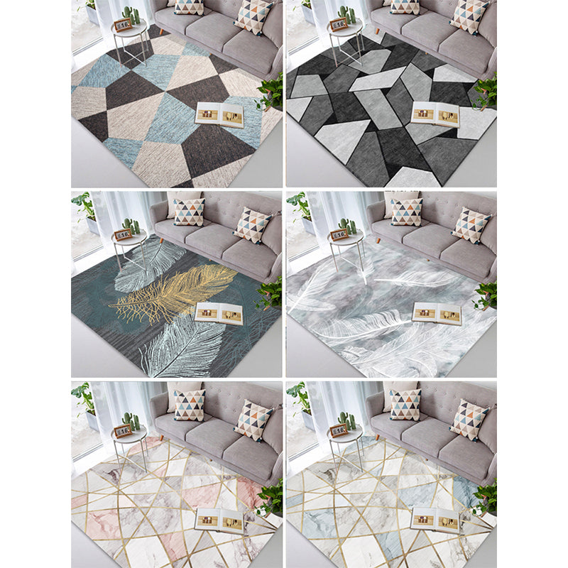 Taavita Nordic Style Multicolor Geometric Color Block Rug - Machine Washable, Stain Resistant, Anti-Slip Rug for Great Room