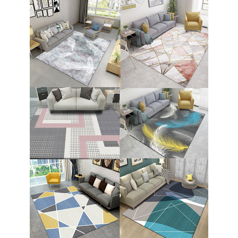 Taavita Nordic Style Multicolor Geometric Color Block Rug - Machine Washable, Stain Resistant, Anti-Slip Rug for Great Room
