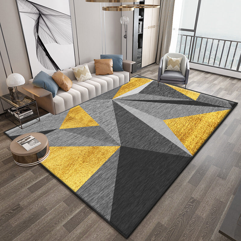 Taavita Multicolor 3D Effect Triangle Rug Contemporary Carpet Polypropylene Machine Washable Pet Friendly Anti-Slip Rug for Home