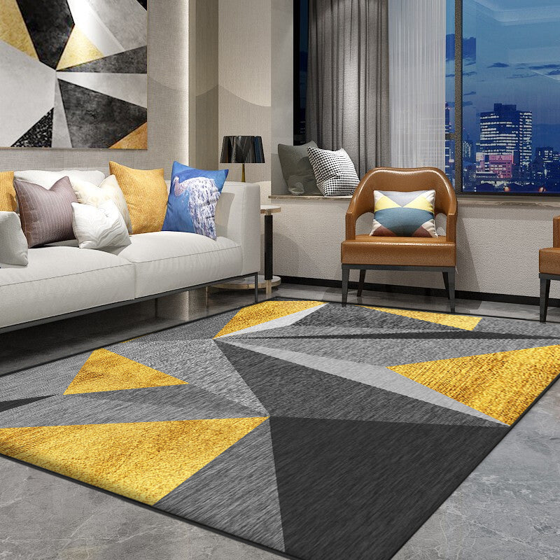 Taavita Multicolor 3D Effect Triangle Rug Contemporary Carpet Polypropylene Machine Washable Pet Friendly Anti-Slip Rug for Home