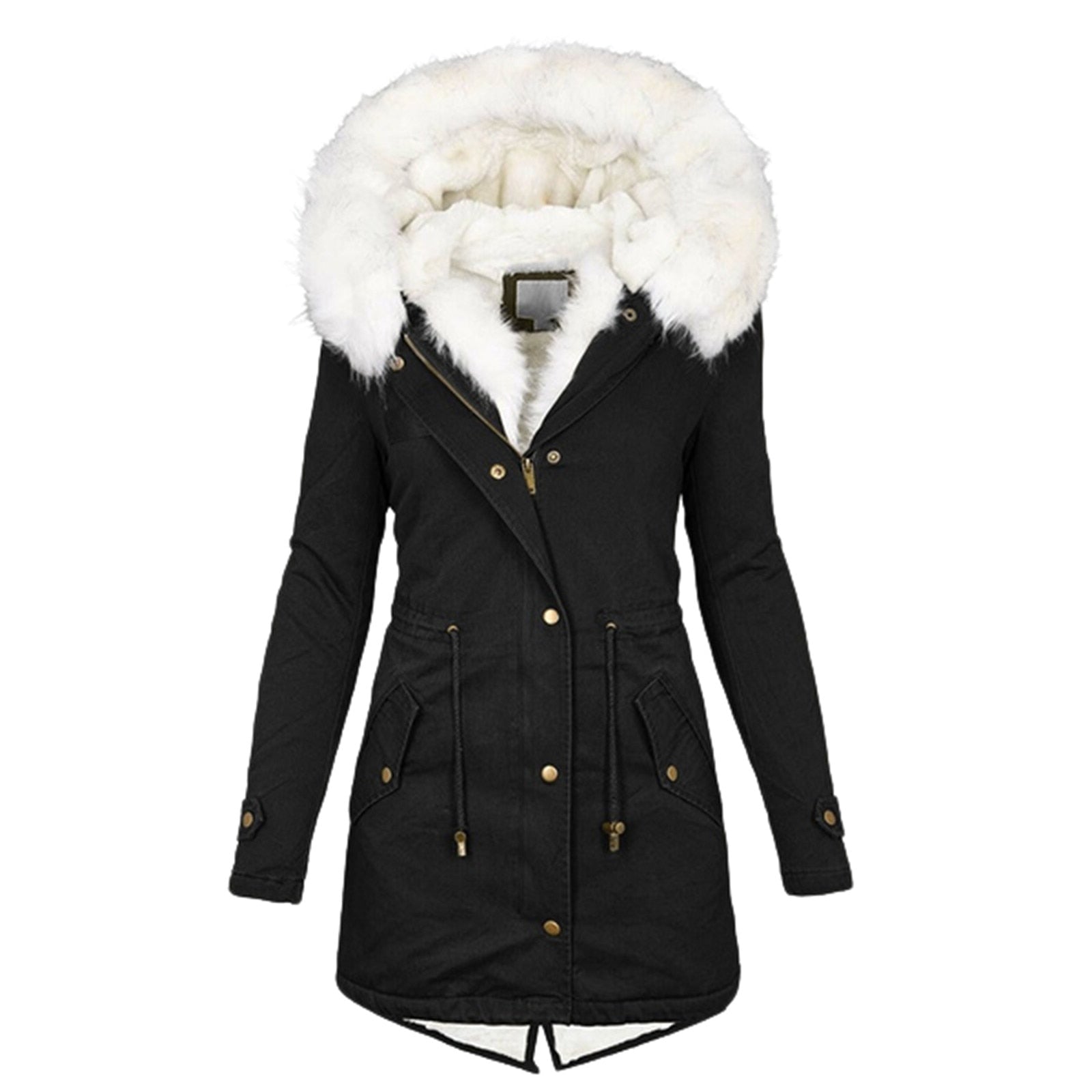 Women’s Winter Jacket | Fleece Lining & Faux Fur Trimmed Hood | Windproof & Waterproof | Adjustable Waist Drawstring