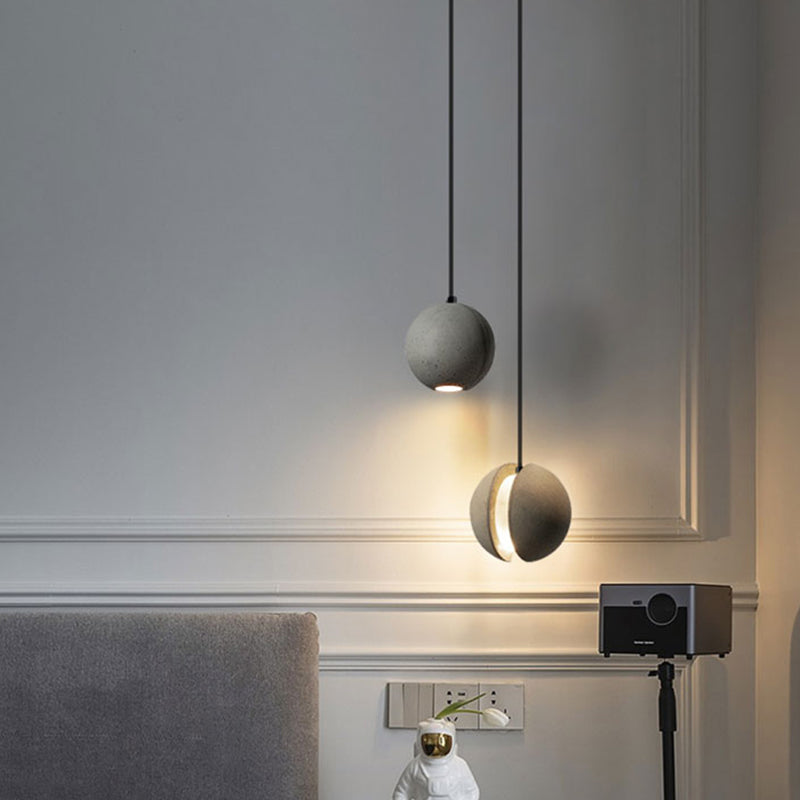 Taavita Grey Round Shade Ceiling Light Modern Style 1 Bulb Hanging Lamp for Restaurant