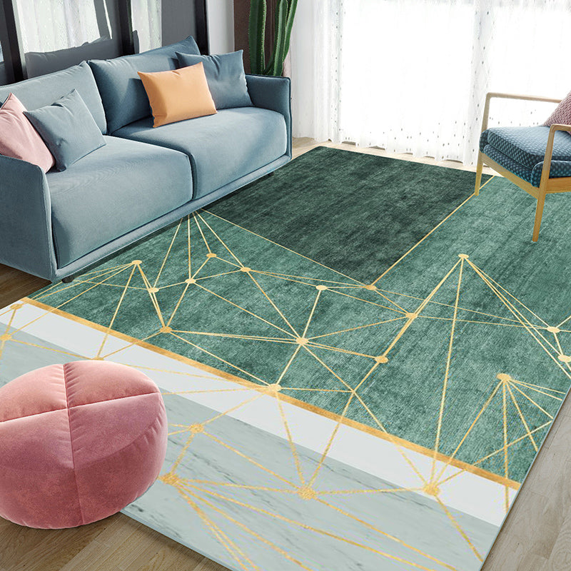 Unique Multi-Colored Geometric Print Living Room Rug Cotton Blend Anti-Slip Backing Indoor Carpet by Taavita