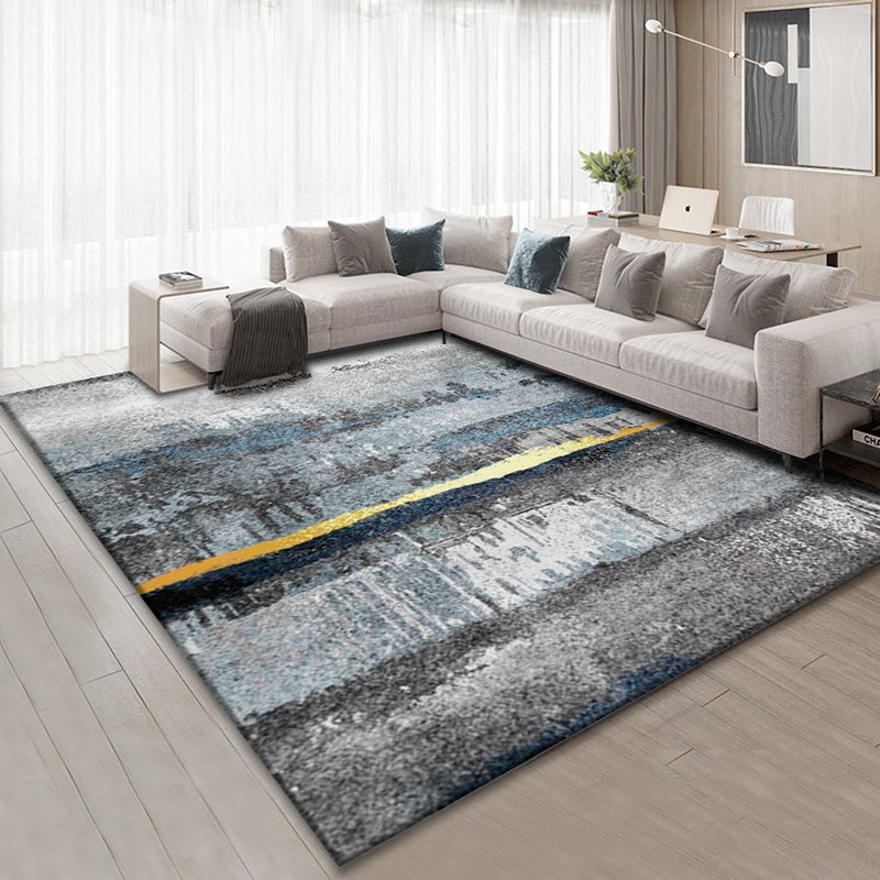 Classic Abstract Rug Multi Color Steampunk Area Carpet Cotton Blend Anti-Slip Backing Easy Care Rug for Living Room Silver Gray Clearhalo 'Area Rug' 'Rug' 2215332