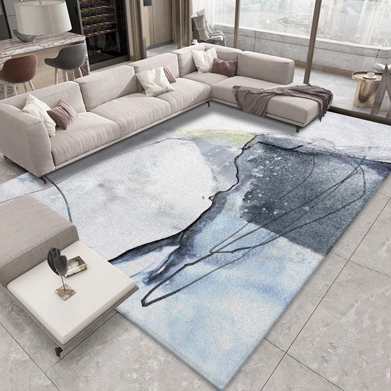 Classic Abstract Rug Multi Color Steampunk Area Carpet Cotton Blend Anti-Slip Backing Easy Care Rug for Living Room Gray-Blue Clearhalo 'Area Rug' 'Rug' 2215348