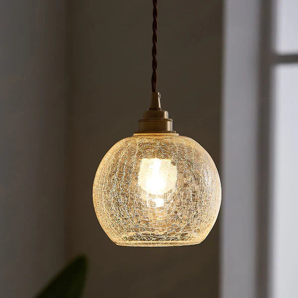 Textured Globe Glass Pendant Light in Industrial Style