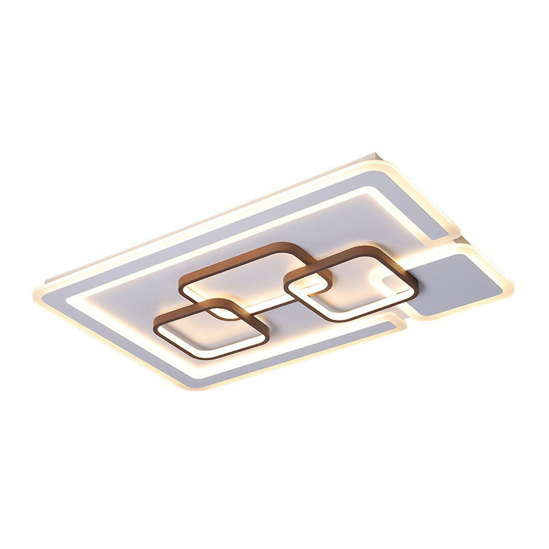 Taavita Geometrical LED Flush Mount Ceiling Light in Coffee - Acrylic Living Room Flushmount