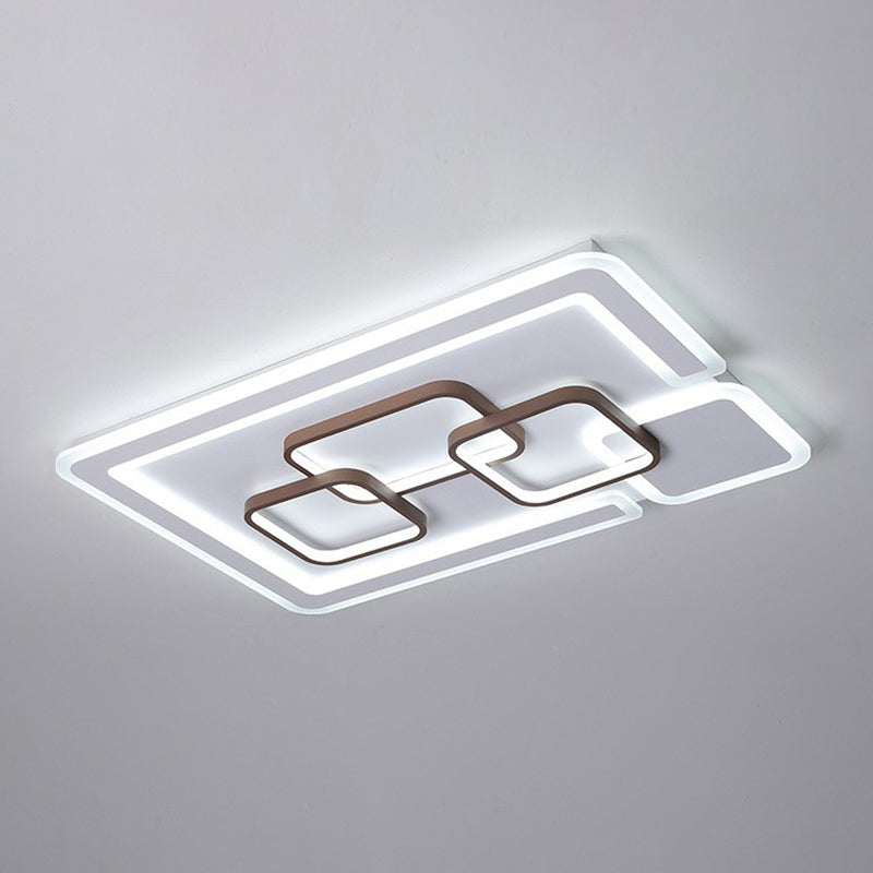 Taavita Geometrical LED Flush Mount Ceiling Light in Coffee - Acrylic Living Room Flushmount