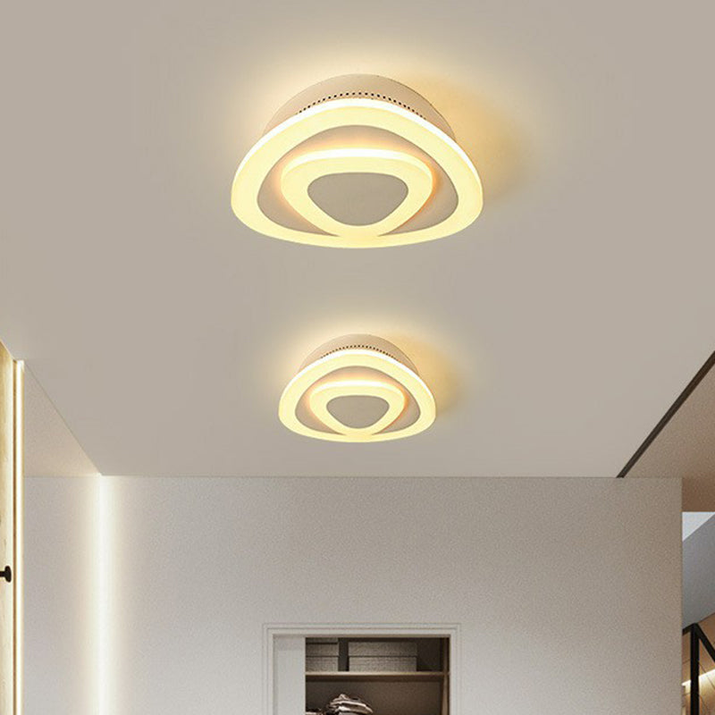 Geometric Corridor Flush Ceiling Light Acrylic Contemporary LED Flush Mount Lighting Fixture White Square Plate Clearhalo 'Ceiling Lights' 'Close To Ceiling Lights' 'Close to ceiling' 'Flush mount' Lighting' 2218013