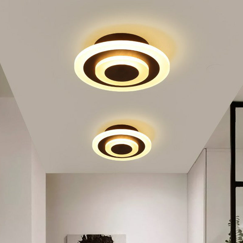 Geometric Corridor Flush Ceiling Light Acrylic Contemporary LED Flush Mount Lighting Fixture Coffee Square Plate Clearhalo 'Ceiling Lights' 'Close To Ceiling Lights' 'Close to ceiling' 'Flush mount' Lighting' 2218014