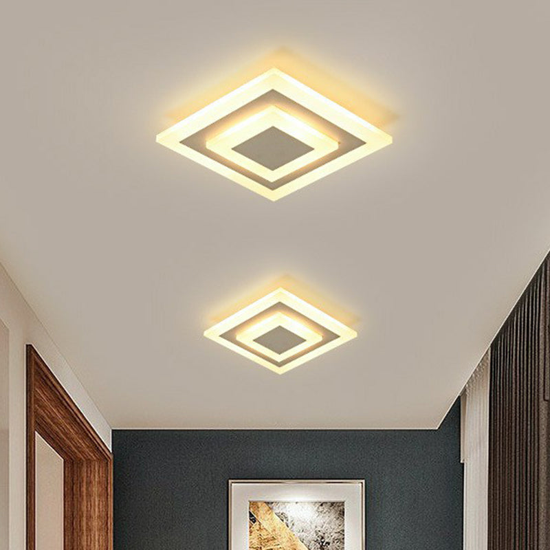 Geometric Corridor Flush Ceiling Light Acrylic Contemporary LED Flush Mount Lighting Fixture Coffee Round Clearhalo 'Ceiling Lights' 'Close To Ceiling Lights' 'Close to ceiling' 'Flush mount' Lighting' 2218010
