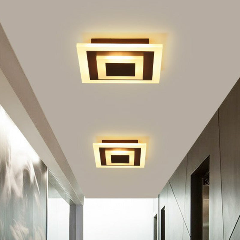 Geometric Corridor Flush Ceiling Light Acrylic Contemporary LED Flush Mount Lighting Fixture White Round Clearhalo 'Ceiling Lights' 'Close To Ceiling Lights' 'Close to ceiling' 'Flush mount' Lighting' 2218009