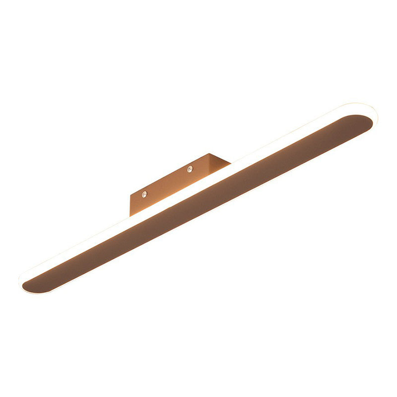 Modern Coffee Linear Shaped Metallic LED Flush Mount Ceiling Light for Corridor