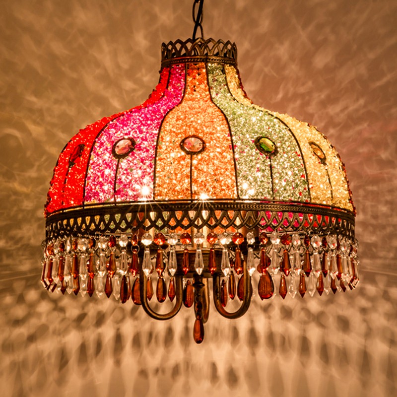 Iron Bud Suspension Light Antique 1/2/3 Bulbs Restaurant Pendant Light Fixture with Dangling Crystal Coffee Clearhalo 'Ceiling Lights' 'Pendant Lights' 'Pendants' Lighting' 2236105_90376f63-d231-4123-9f73-e4fef0c0b0ae