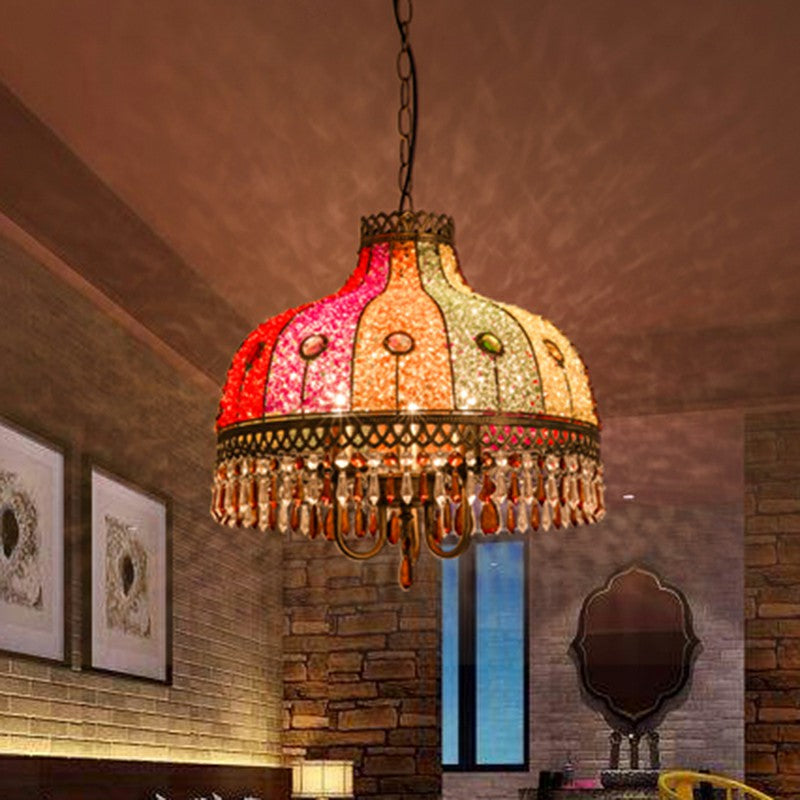 Taavita Suspension Light Antique 1/2/3 Bulbs Restaurant Pendant Light Fixture with Dangling Crystal