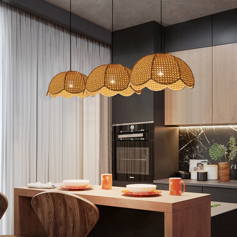 Taavita 1-Light Pendant Lamp with Dome Suspension Lighting in Wood