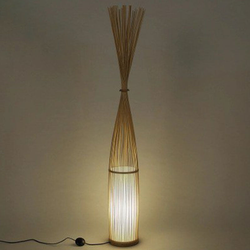 Taavita Handwoven Floor Lamp Asian Style 1 Bulb Standing Light for Living Room
