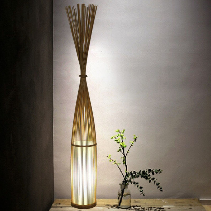 Taavita Handwoven Floor Lamp Asian Style 1 Bulb Standing Light for Living Room