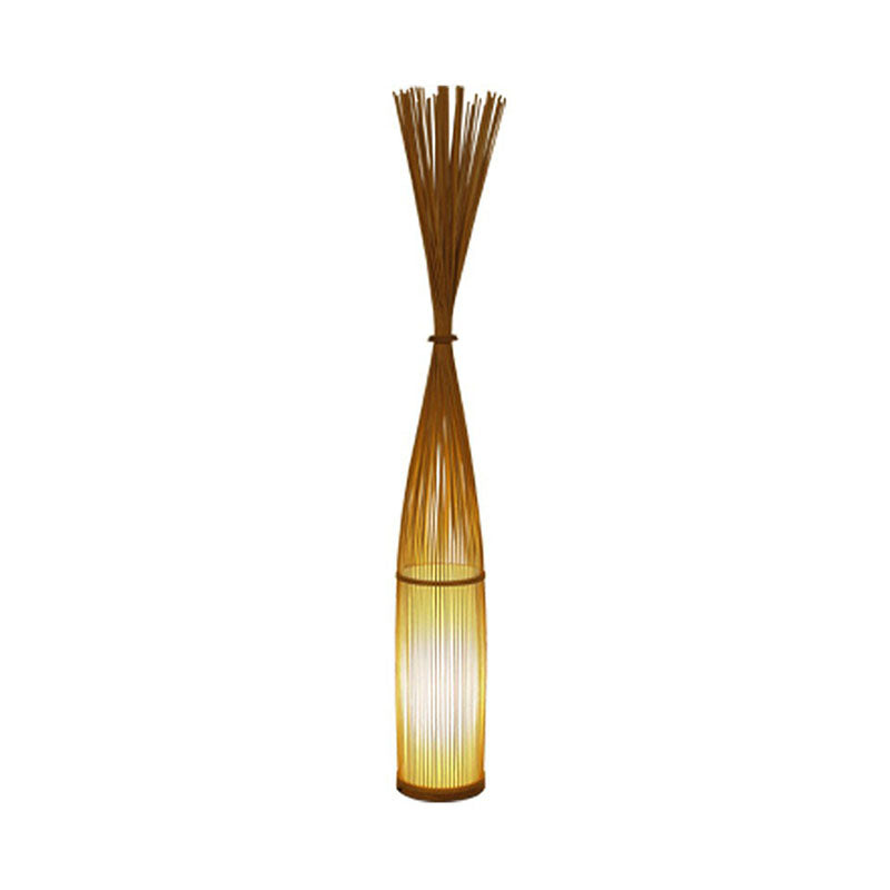 Taavita Handwoven Floor Lamp Asian Style 1 Bulb Standing Light for Living Room