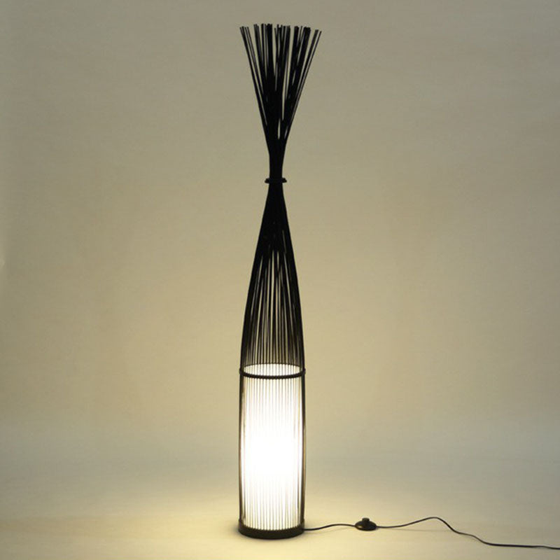 Bamboo Handwoven Floor Lighting Asian Style 1 Bulb Standing Light for Living Room Clearhalo 'Floor Lamps' 'Lamps' Lighting' 2247140