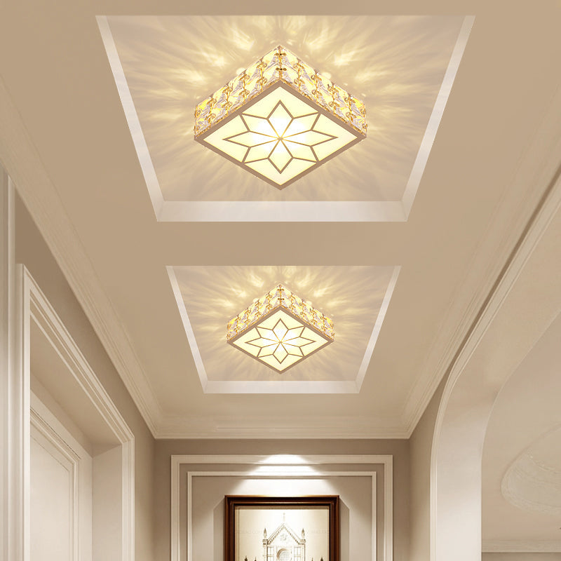 Taavita LED Flush Mount Light with Simple Crystal Embedded Design for Foyer Ceiling Lighting