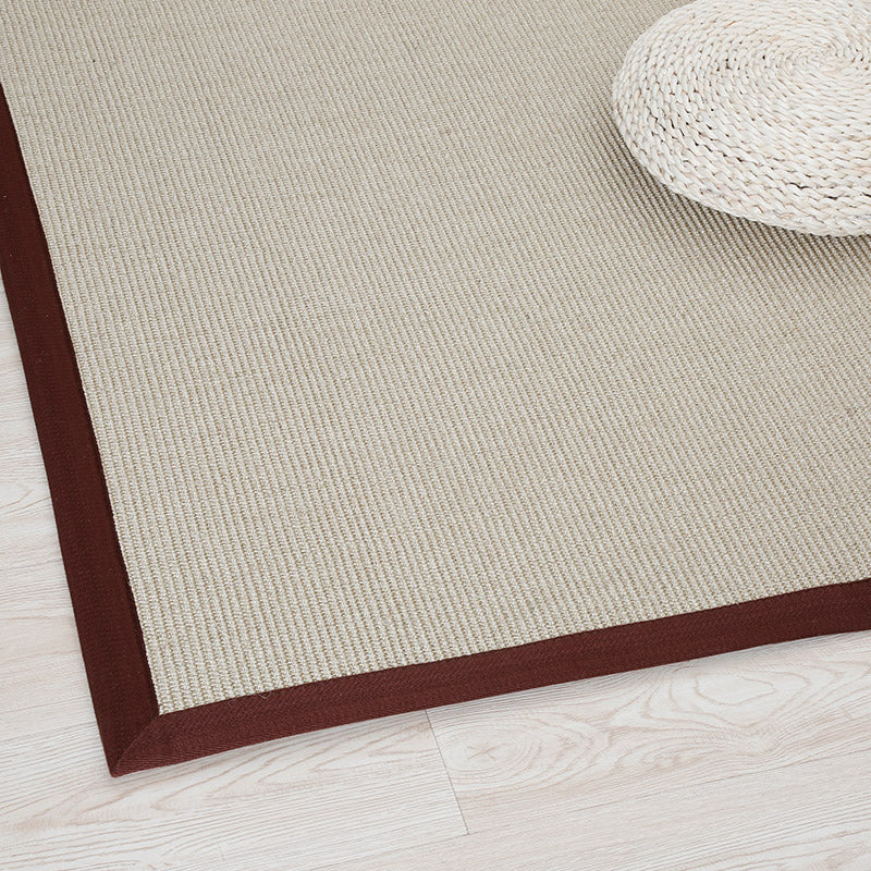 Taavita Multicolor Plain Rug Sisal Japanese Carpet Washable Stain Resistant Non-Slip Rug with Fabric Border for Home | Indoor Use | Rustic Style | Rectangle Shape | Available in Multiple Sizes and Colors