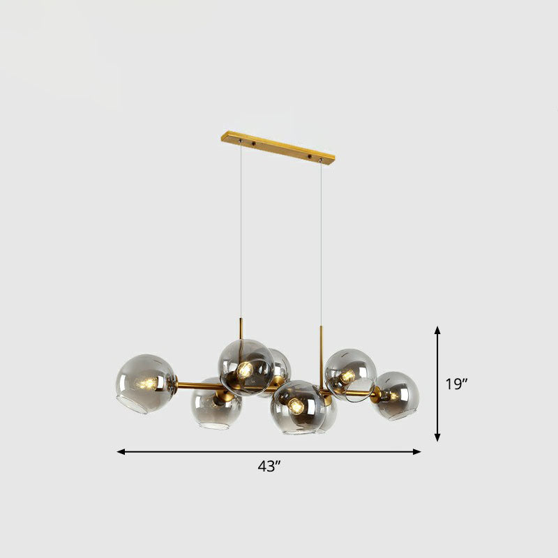 Postmodern 8-Head Island Pendant Global Hanging Light with Glass Shade for Dining Room Clearhalo 'Ceiling Lights' 'Island Lights' Lighting' 2265969
