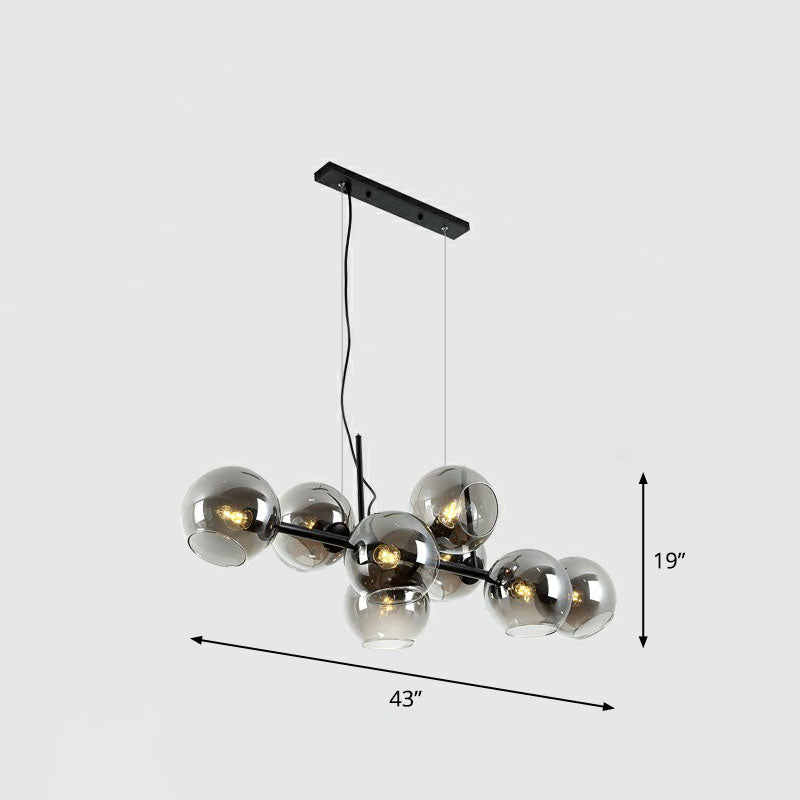 Postmodern 8-Head Island Pendant Global Hanging Light with Glass Shade for Dining Room Gold Clear Clearhalo 'Ceiling Lights' 'Island Lights' Lighting' 2265973