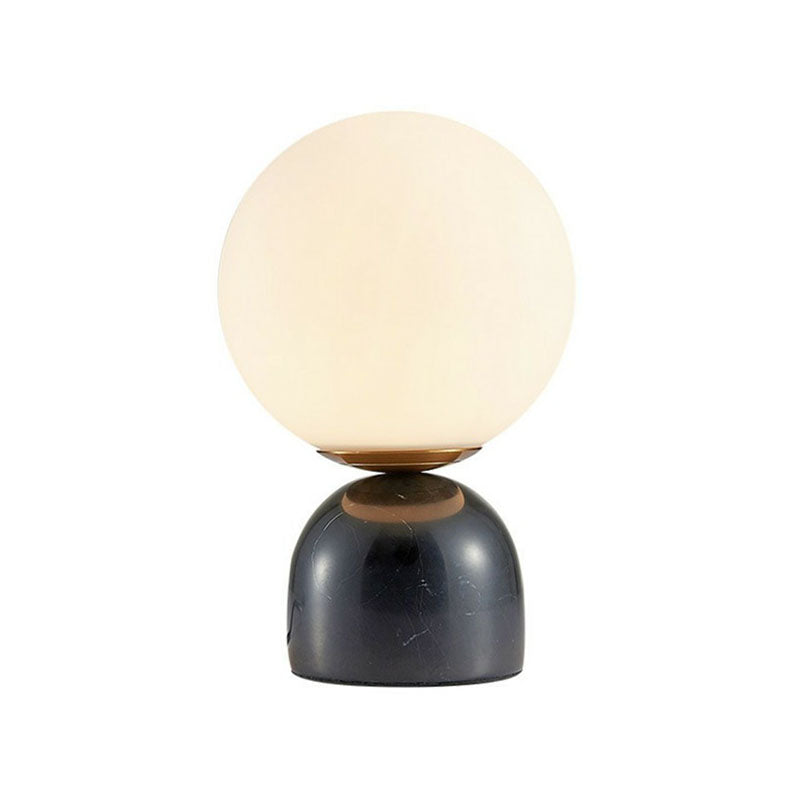 Taavita White Glass Table Lamp Nordic 1 Head Nightstand Light with Dome Marble Base