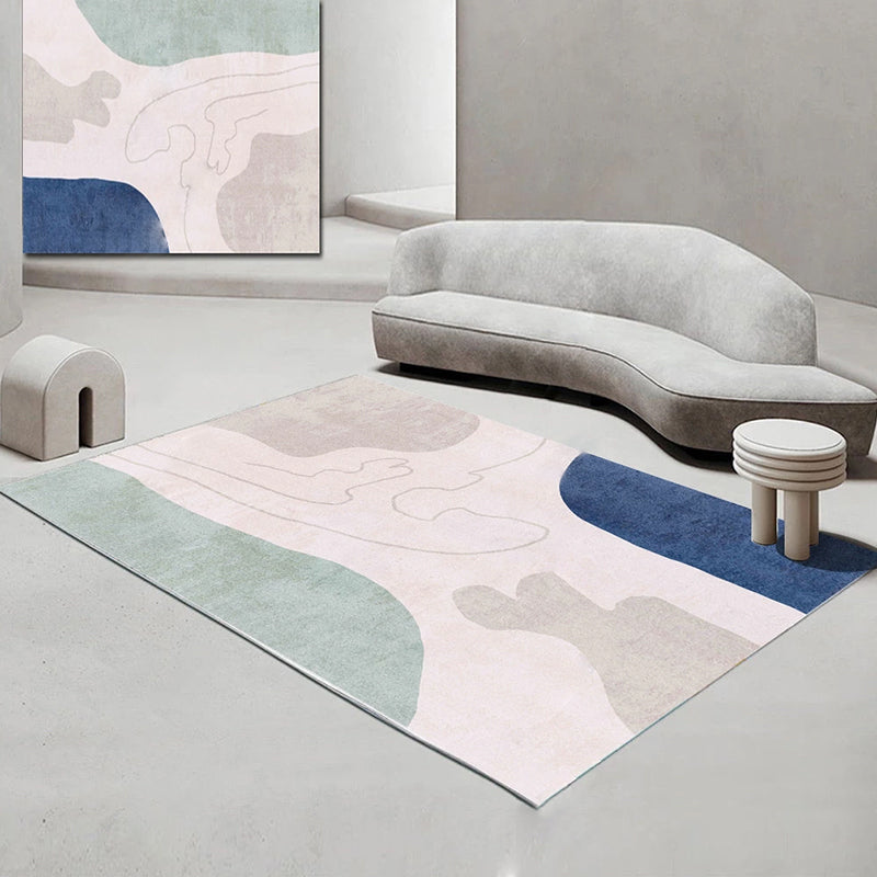 Taavita Interior Carpet Multicolored Color Block Abstract Print Carpet Polyester Color Resistant
