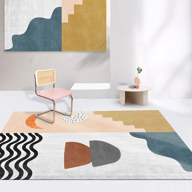 Nordic Interior Area Rug Multicolor Colorblock Abstract Print Rug Polyester Stain Resistant Anti-Slip Backing Machine Washable Rug Pink-Blue Clearhalo 'Area Rug' 'Rug' 2266575