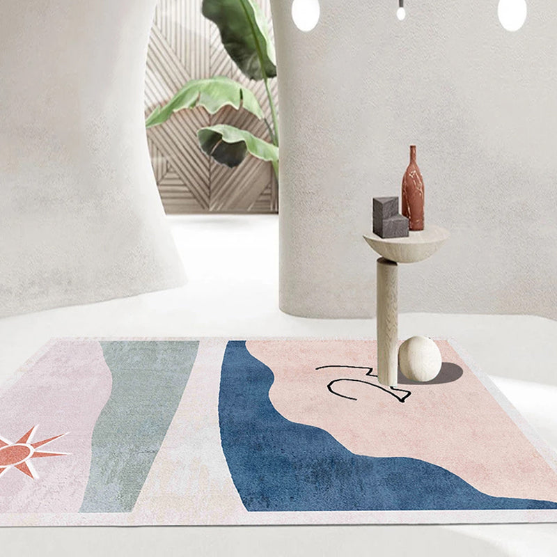 Nordic Interior Area Rug Multicolor Colorblock Abstract Print Rug Polyester Stain Resistant Anti-Slip Backing Machine Washable Rug Light Pink Clearhalo 'Area Rug' 'Rug' 2266578
