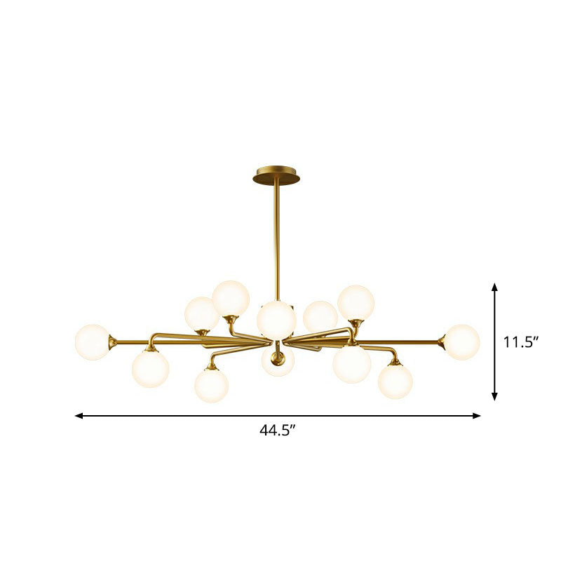 Sputnik Ceiling Chandelier Postmodern Milky Ball Glass Living Room Hanging Light Kit 9 Gold Clearhalo 'Ceiling Lights' 'Chandeliers' 'Modern Chandeliers' 'Modern' Lighting' 2269205